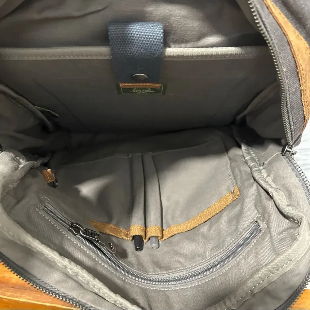 Stylish Brown and Gray Men's Backpack canvas leather